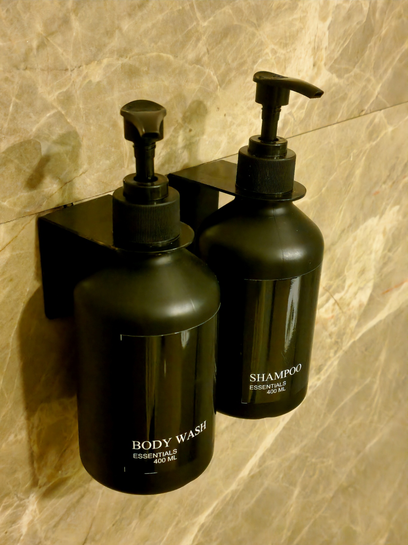 In-room premium body wash and shampoo essentials